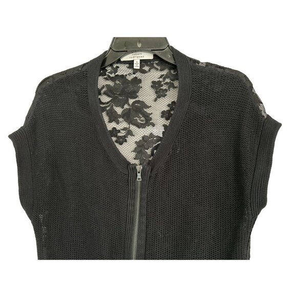 Robert Rodriguez Silk Cashmere Black Crewneck Lace Knit Sweater Vest Size Small - Picture 2 of 10